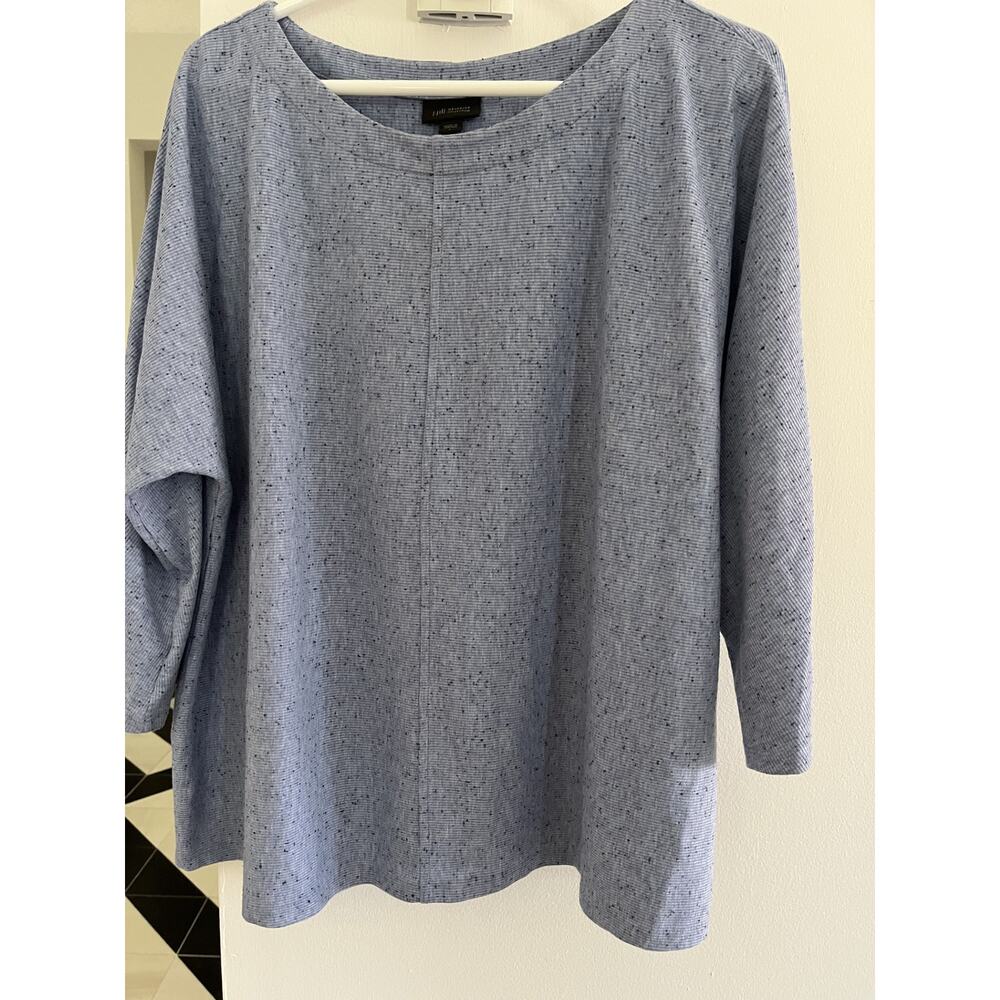 J Jill T-Shirt Women's L Baby Blue 3/4 Sleeve Sleeve Tunic Top Capsule Lagenlook